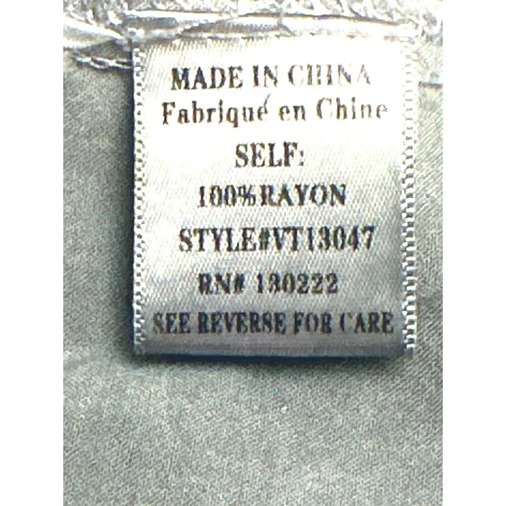 Very J Womens Large Gray Mid Button Down Rayon Blouse Sheer and Sexy - Picture 7 of 8